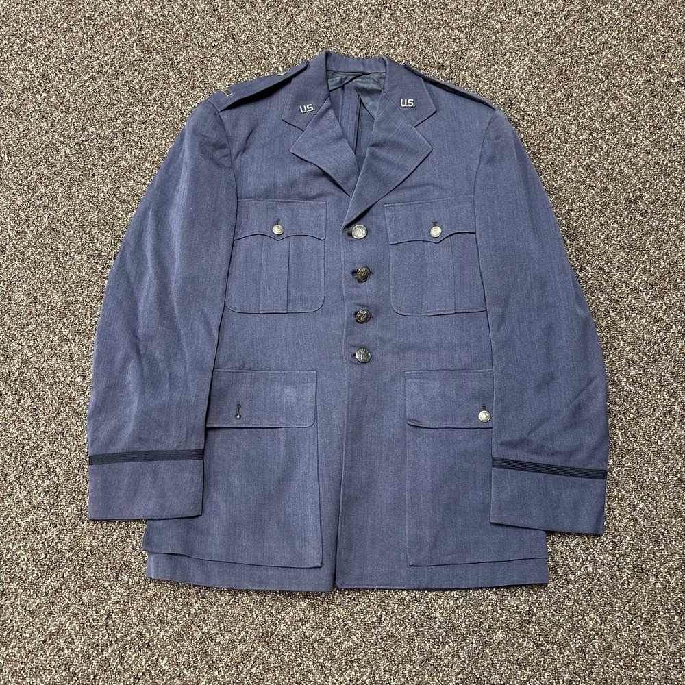 True Vintage 1960s Military Army Blazer Button Up Medium Navy Blue Rare